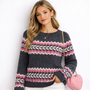 American Eagle Sweet Chunky Knit Wool Blend Pullover Sweater M